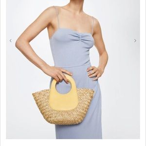 Blue ribbed knit midi dress